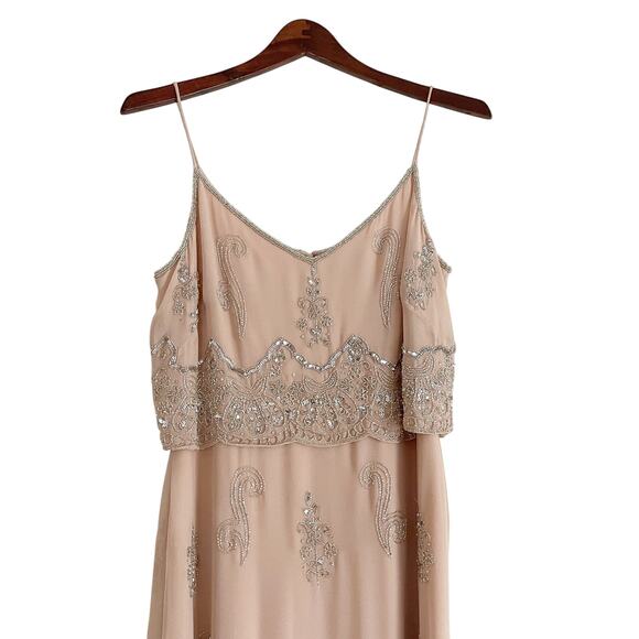 ADRIANNA PAPELL English Rose Long Beaded Bridesmaid Dress 6 - Picture 4 of 11